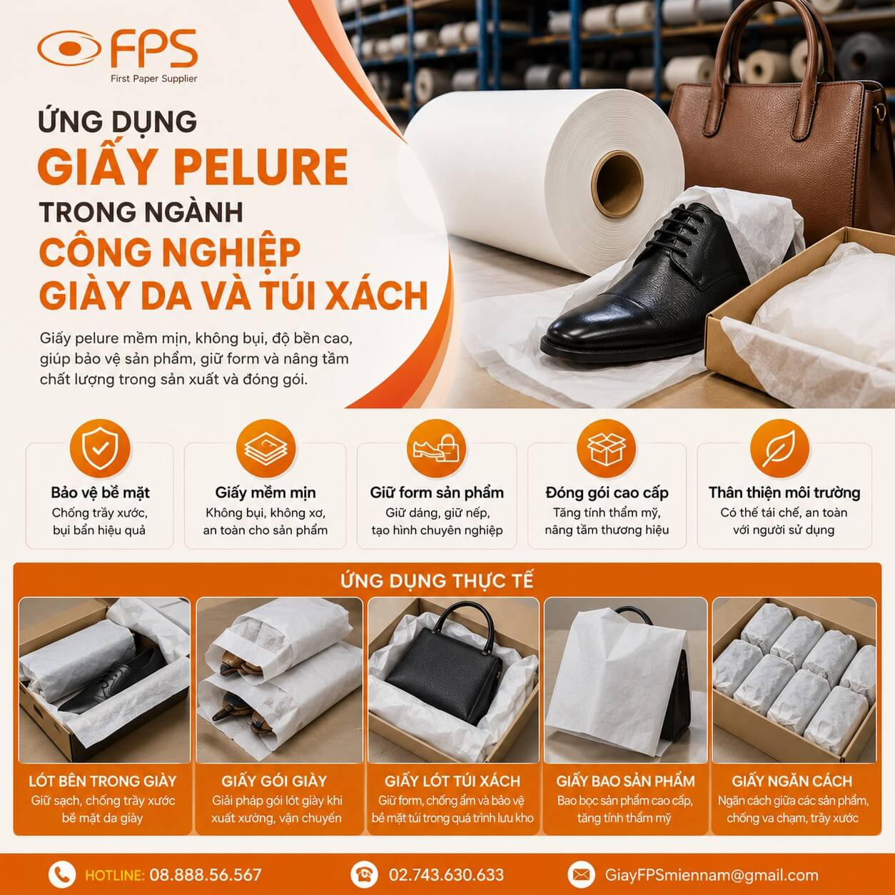 Ứng dụng giấy pelure trong công nghiệp giày da và túi xách